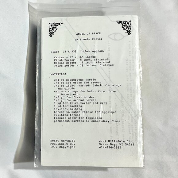 Quilted Angel Hanging Instructions. Angel of Peace Bonnie Kaster - Picture 2 of 3